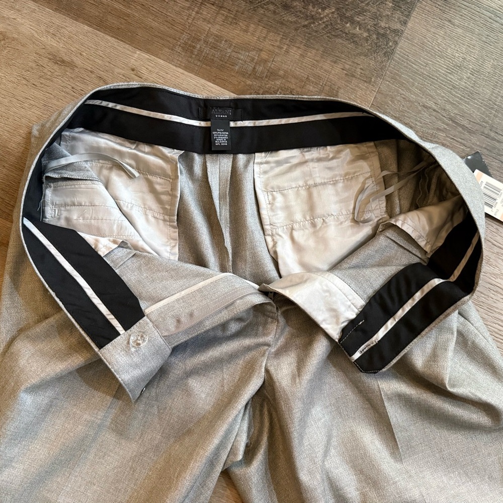 Alfani Woman Straight Leg  Trouser Dress Pants in Gray Silver Size 14W - Picture 12 of 14